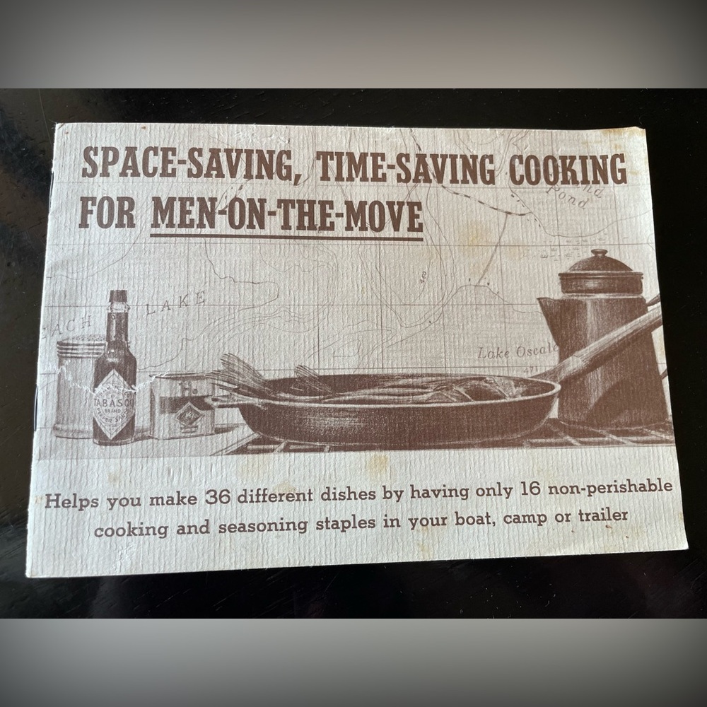 Vintage Space-Saving, Time-saving Cooking For Men-On-The-Move Booklet by Tabasco